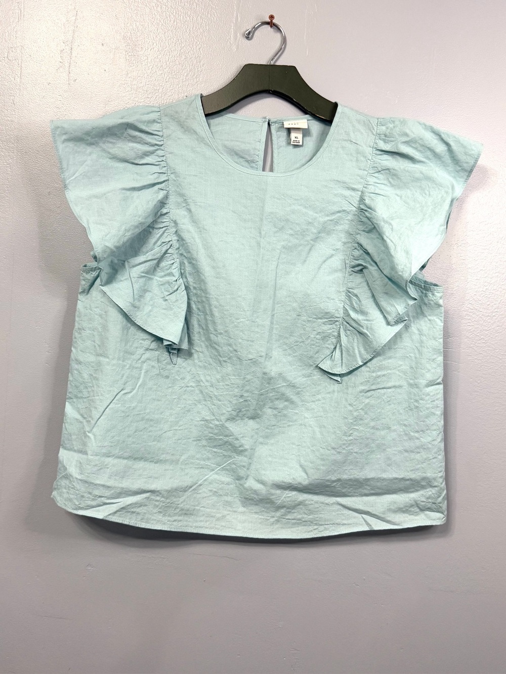 #17)  a new day Light Blue Ruffle Sleeve Top